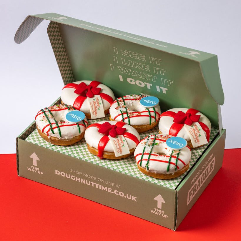 Corporate "Happy Holidays" boîte cadeau de donuts avec logo (vegan)