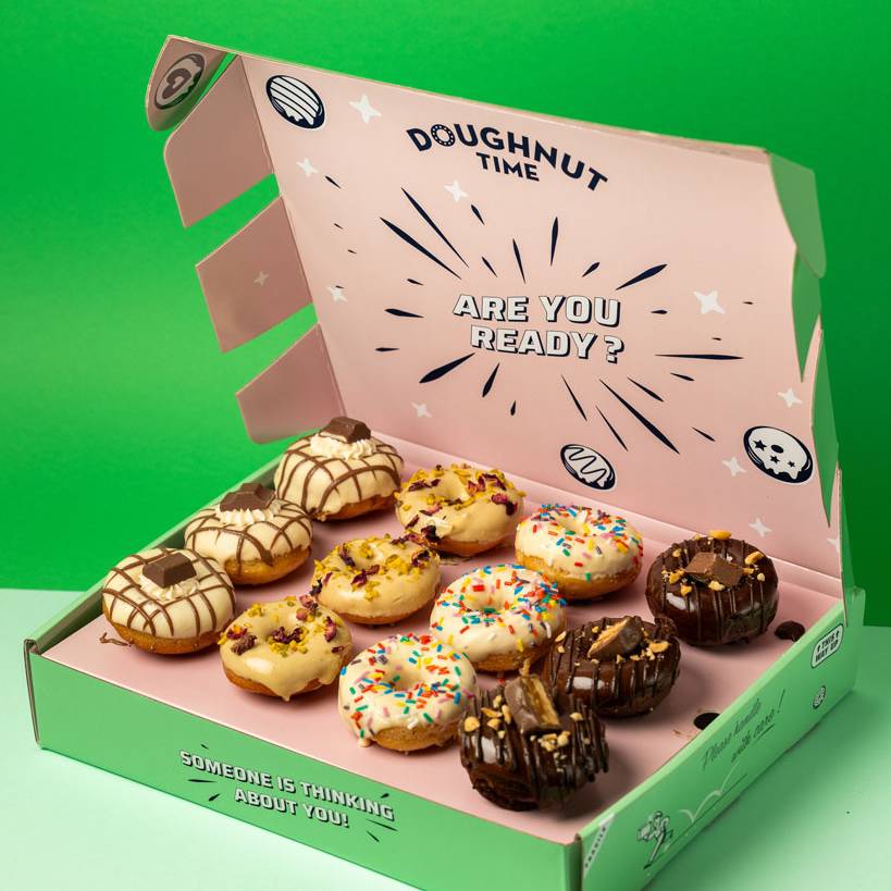 "Choccy Squad" gluten free mini cake doughnut gift box